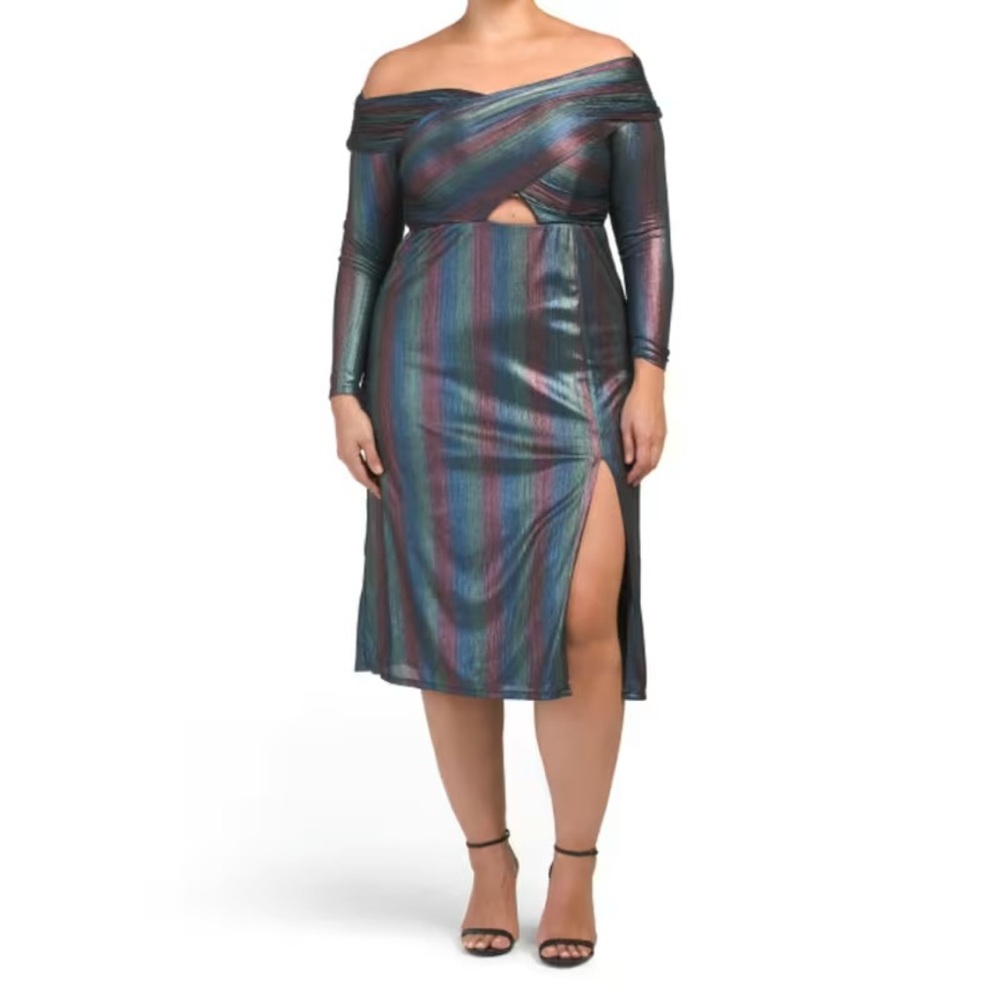 Eloquii Cross Bodice Rainbow Dress
